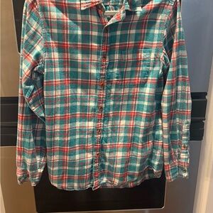 J. Crew Teal and Red Plaid Shirt